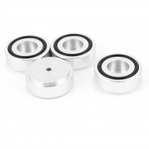 4 Pcs 44x17mm Silver Tone Aluminum Cabinet CD PC Speaker Amplifier Feet Pads