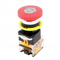 380V 10A Red 22mm Thread Dia Rotary Reset Emergency Stop Push Button Switch