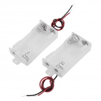 2pcs White Plastic Shell 2 Wire 2 x 1 5V AA Battery Holders Cases Boxes