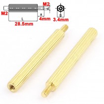 100pcs M2 28.5mm+4mm Female to Male Knurling Brass Standoff Spacer for PCB Board