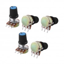 5Pcs B100K 100K Ohm 3 Terminals Rotary Audio Single Linear Potentiometer Pot