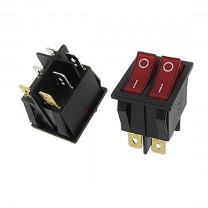 2pcs Double Red Light Illuminated 6 Pin SPST ON/OFF Snap IN Boat Rocker Switch