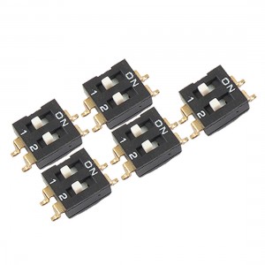 5 Pcs 2P Dual Row 2.54mm Pitch Surface Mount DIP Switch