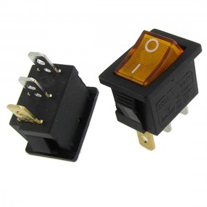 2pcs Yellow Neon Light ON-OFF I/O SPST Rocker Switch 3 Pin 6A/250V 10A/125V AC
