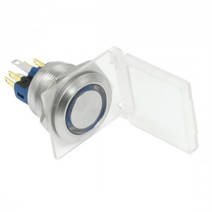 22mm 24V Momentary Blue LED Stainless Push Button Switch 1 NO 1 NC
