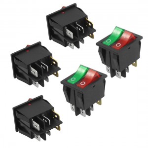 5 Pcs 6 Pin SPST Red Green Neon Light On/Off Rocker Switch AC 250V/15A 125V/20A