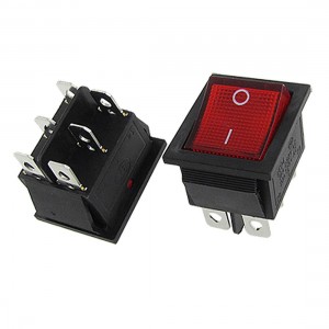 AC 16A/250V 20A/125V Red Light Illuminated DPDT ON/ON Boat Rocker Switch x 2pcs