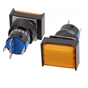 2 Pcs Orange Rectangle Cap AC 110V 5A SPDT 5 Pins Push Button Switch