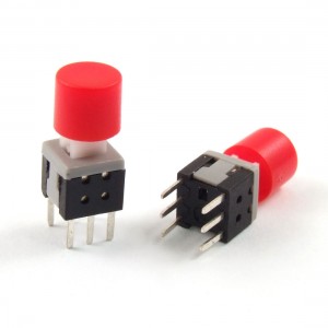 10pcs 5.8 x 5.8mm x 10mm Latching Tactile Push Button Switch Self Lock w Red Cap
