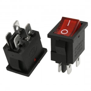5pcs Red Light 4 Pin DPST ON-OFF Snap In Boat Rocker Switch 6A/250V 10A/125V AC