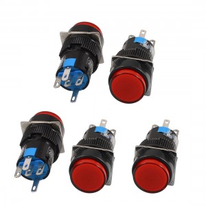 5 x DC 24V Red Light 1NO 1NC Panel Mount SPDT Momentary Push Button Switch