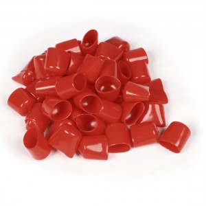 50 Pcs 31mm Height 22mm Inner Dia Round Tip Red PVC Insulated End Caps
