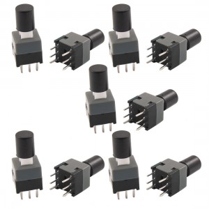 10x Panel PCB Self Lock Tactile Push Button Switch 8.5 x 8.5mm 6 Pin DIP w Cap