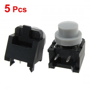 5x Momentary Tactile Push Button Switch Right Angle 2 Pin 12 x 12mm x 13mm w Cap