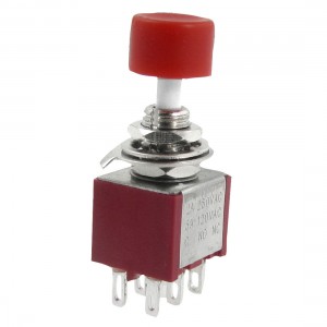 AC 2A/250V 5A/120V 6 Pin DPDT Momentary Push Button Switch 6mm 15/64" 2 NO 2 NC
