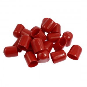 20 Pcs 30mm Height 20mm Inner Dia Round Tip Red PVC Insulated End Caps
