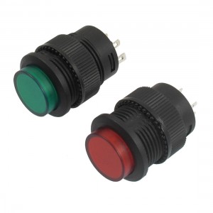 2 Pcs 4 Terminals Red Green LED Lamp Momentary Push Button Switch DC 3V