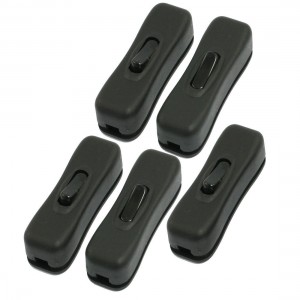 5 Pcs Bedroom Black ON/OFF In Line Cord Switches AC 250V/125V 2A