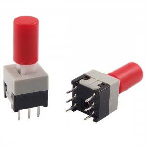 10 Pcs 8.5 x 8.5mm x 21mm Tactile Tact Push Button Switch Self Lock 6 Pin w Cap