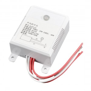 Wall Mount Wired AC 180-220V Sound Light Sensor Switch White