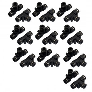 10 Pcs Pneumatic 6mm to 6mm Push In Connector Tee Shaped Quick Fittings