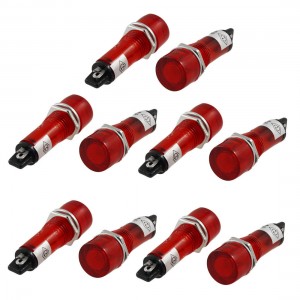 10 Pcs 2 Pins Terminals Red Light Signal Indicator Lamp DC 24V