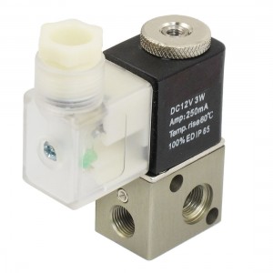 DC 12V 3W 250mA 2 Position 3 Way Electromagnetic Solenoid Valve G1 8"