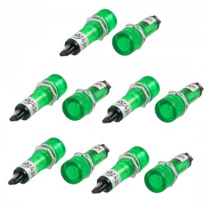 10 Pcs 2 Pins Terminals Green Light Signal Indicator Lamp DC 24V