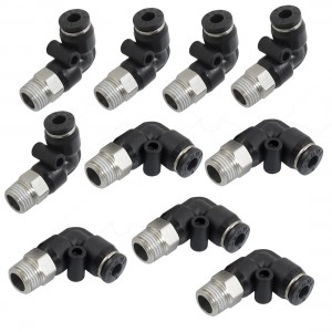 10 Pcs Pneumetic 4mm to 1/8" PT Male Thread One Touch Elbow Quick Fittings