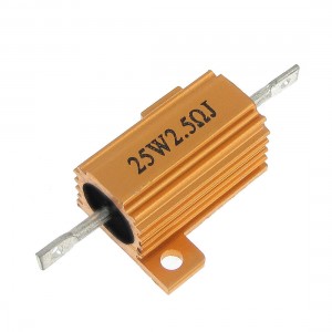 Gold Tone Screw Tabs Aluminum Housed Resistors 2.5 Ohm 25W
