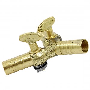 10mm Gold Tone Brass Y Quick Hose Connector with Valve