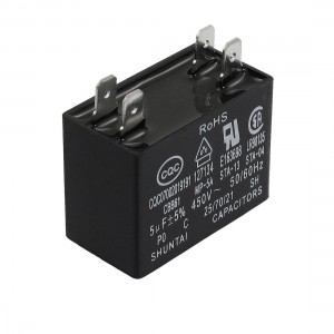 CBB61 Model AC 450V 5uF 4 Pins Air Conditioner Motor Capacitor Black