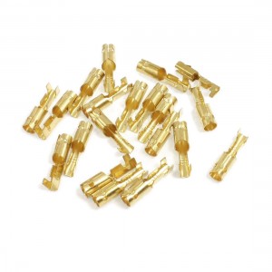 20 Pcs Gold Tone Brass Female Crimp Terminals 4mm Wiring Connectors