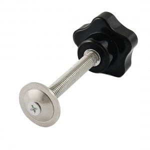 0.31" Male Thread Screw On Black Star Head Knob Spare Part