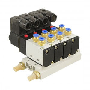 AC 110V 5 32" Quick Fitting 2 Position 4 Solenoid Valve w Base Muffler