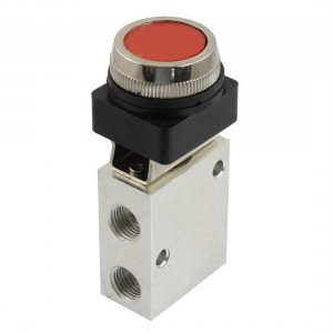 JM-06A 13mm Thread 3/2 Way Red Flat Push Button Pneumatic Mechanical Valve