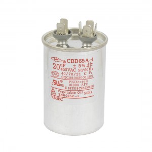 CBB65A-1 450VAC 20uF Round Oil Filled Air Conditioning Motor Capacitor