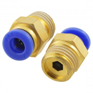 2 Pcs 12.7mm Male Thread to 6mm OD Tube Push In Quick Fittings