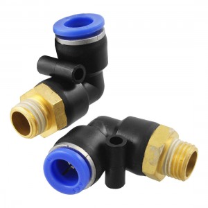 2 Pcs 1/4" Male Thread to 10mm Elbow Pneumatic Connector Fittings