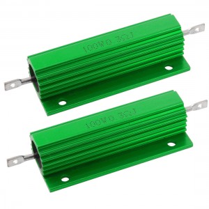 2 Pcs Green 100 Watt 0.3 Ohm 5% Aluminum Shell Wire Wound Resistors