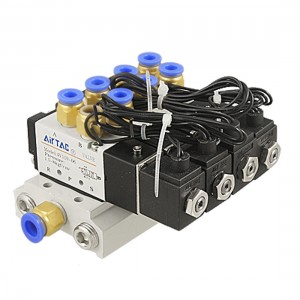 15 64" Quick Fitting 2 Position 4 Solenoid Valve DC 24V w Base Muffler