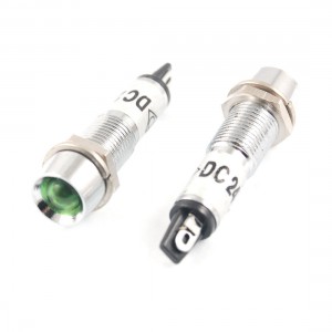 DC 24V 8mm Thread Metal Green Indicator Light Signal Lamps 5 Pcs
