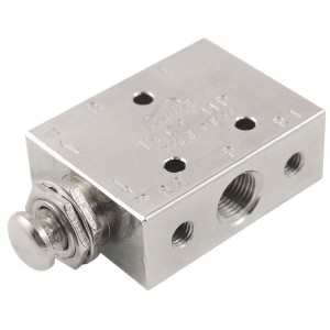 Pneumatic 2 Position 3 Way Spring Return Button Air Valve