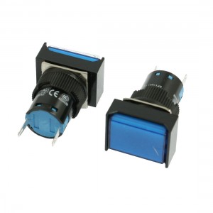 2 x DC 24V 16mm Blue Rectangular Cap Power Indicator Light Accident Signal Lamp