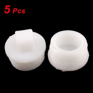 Water Pipeline White Plastic Male Pipe End Plug Fitting 5 Pcs