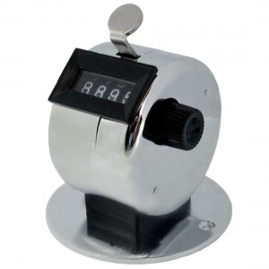 Portable Silver Tone Round Base 4 Digits Hand Tally Counter