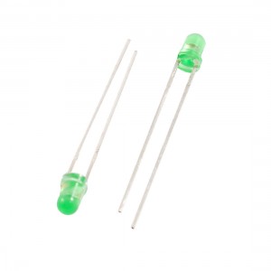 10 x 3mm Straw Hat 2 Pin Green LED Light Emitting Lamp