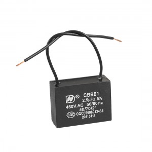 Non Polar AC 450V 2.5uF Wired Ceiling Fan Motor Run Capacitor CBB61
