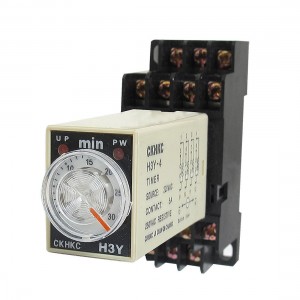 AC 220V H3Y-4 0-30 Minutes 4PDT 14 Pins Power on Time Delay Relay w Socket