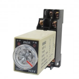 AC 220V H3Y-4 0-3 Minutes 4PDT 14 Pins Power on Time Delay Relay w Socket